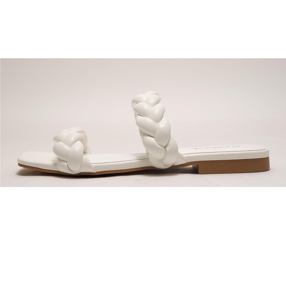 White Braided vegan leather straps sandal - Picture 4 of 5